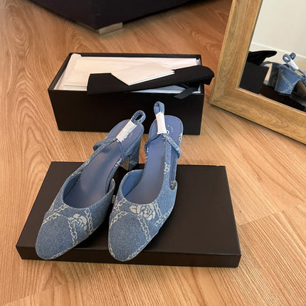 high slingbacks light blue denim