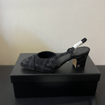 high slingbacks black denim