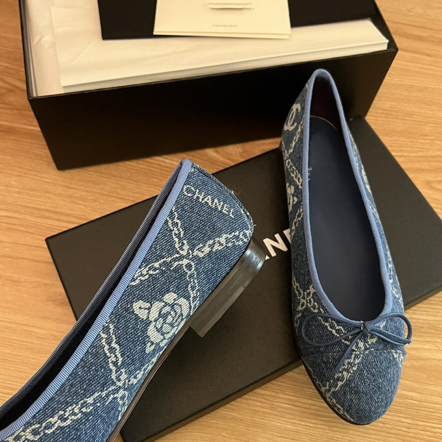 ballet flats blue denim