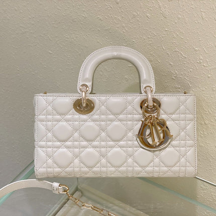 MEDIUM LADY D-JOY 26 WHITE LAMBSKIN