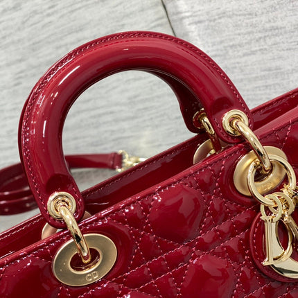 MEDIUM LADY D-JOY 26 RED PATENT CALFSKIN