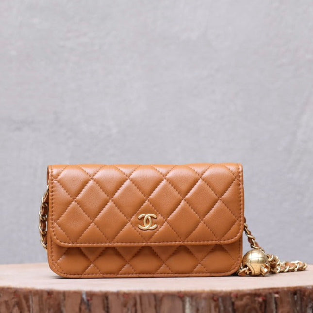 CC WOC 17 BROWN LAMBSKIN GOLD HARDWARE