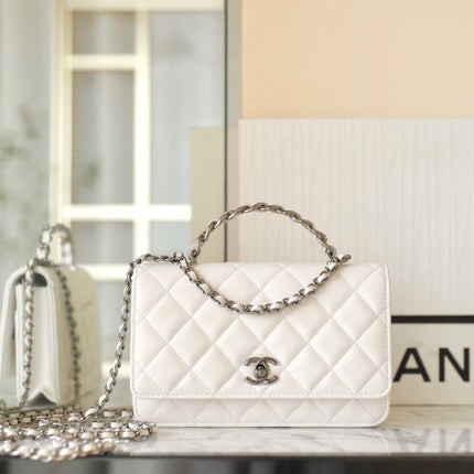 CC WOC 19 WHITE LAMBSKIN SILVER HARDWARE