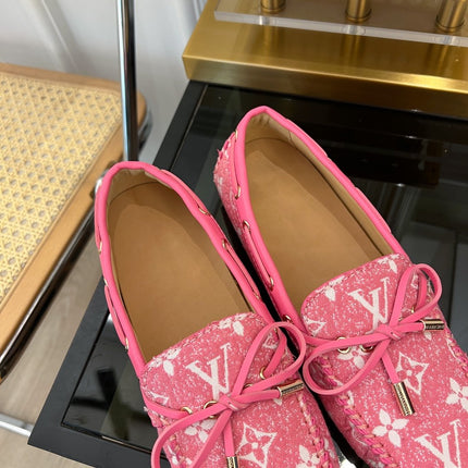 LV GLORIA FLAT LOAFER DENIM FLORAL FABRIC PINK