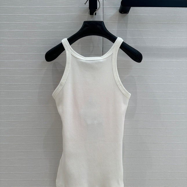 Miss CD Graffiti print striped vest