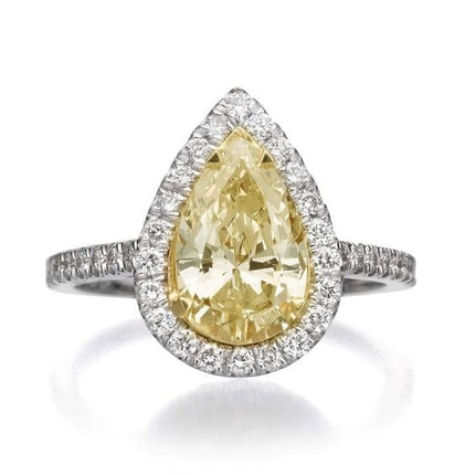 CONSTELLATION PEAR SHAPE YELLOW SILVER DIAMOND RING