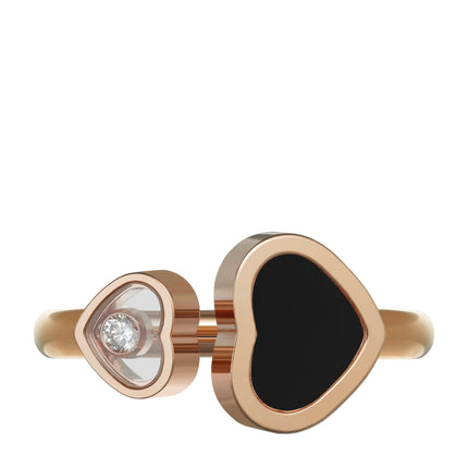 HAPPY HEART ONYX RING PINK GOLD