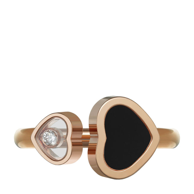HAPPY HEART ONYX RING PINK GOLD