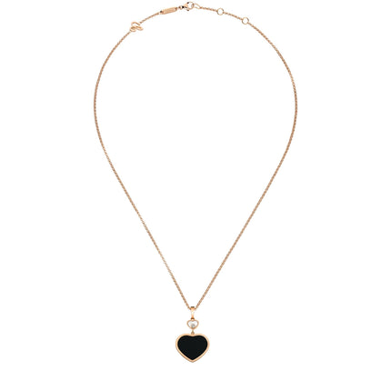 HAPPY HEART ONYX NECKLACE PINK GOLD DIAMOND