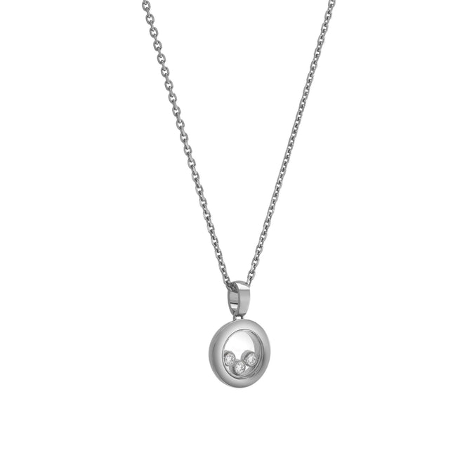 HAPPY PEDANT SILVER 3 DIAMOND NECKLACE