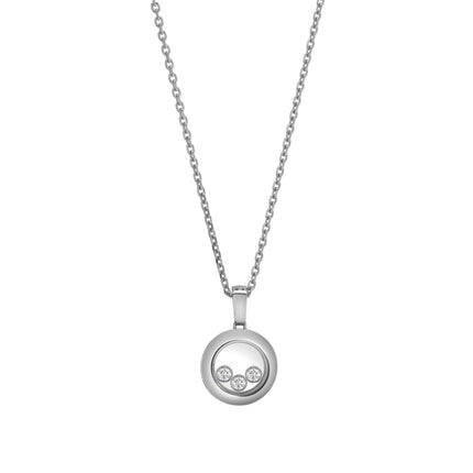 HAPPY PEDANT SILVER 3 DIAMOND NECKLACE