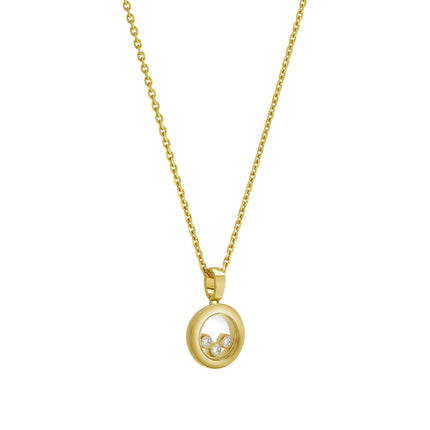 HAPPY PEDANT GOLD 3 DIAMOND NECKLACE