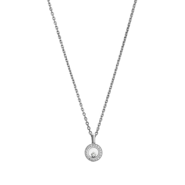 HAPPY PEDANT SILVER DIAMOND NECKLACE