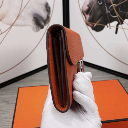 HM CLUTCH CONSTANCE 20.5 ORANGE CALFSKIN SILVER HARDWARE