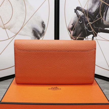 HM CLUTCH CONSTANCE 20.5 ORANGE CALFSKIN SILVER HARDWARE