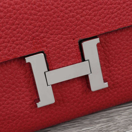 HM CLUTCH CONSTANCE 20.5 RED CALFSKIN SILVER HARDWARE