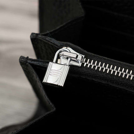 HM CLUTCH CONSTANCE 20.5 BLACK CALFSKIN SILVER HARDWARE