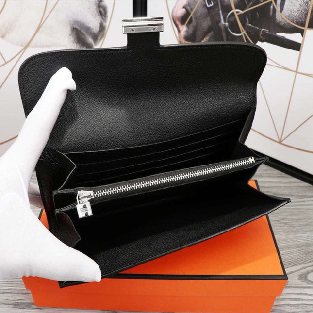 HM CLUTCH CONSTANCE 20.5 BLACK CALFSKIN SILVER HARDWARE