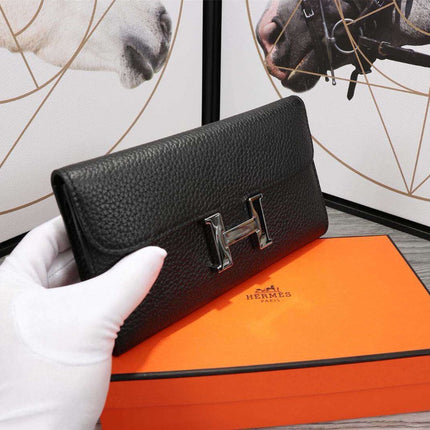 HM CLUTCH CONSTANCE 20.5 BLACK CALFSKIN SILVER HARDWARE