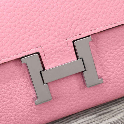 HM CLUTCH CONSTANCE 20.5 LIGHT PINK CALFSKIN SILVER HARDWARE