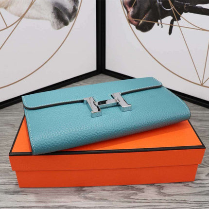 HM CLUTCH CONSTANCE 20.5 SAPPHIRE CALFSKIN SILVER HARDWARE