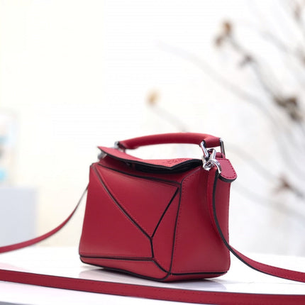 LOE MINI 18 PUZZLE BAG IN CHERRY RED CALFSKIN