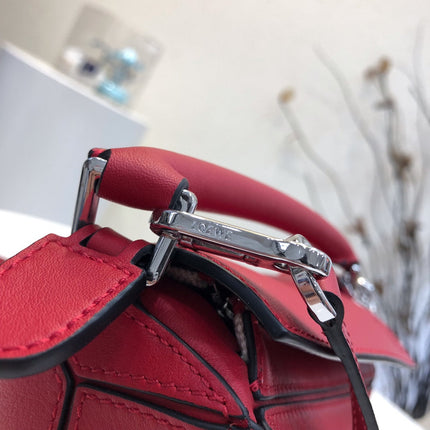 LOE MINI 18 PUZZLE BAG IN CHERRY RED CALFSKIN