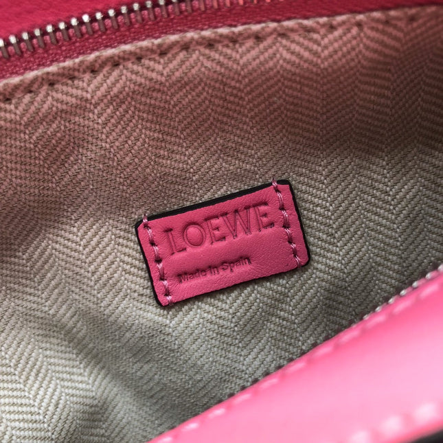 LOE MINI 18 PUZZLE BAG IN DEEP PINK CALFSKIN