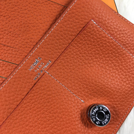 HM DOGON WALLET 20 ORANGE GRAINED CALFSKIN