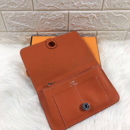 HM DOGON WALLET 20 ORANGE GRAINED CALFSKIN