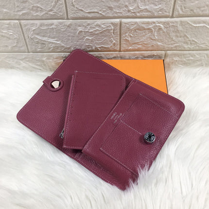 HM DOGON WALLET 20 BURGUNDY GRAINED CALFSKIN