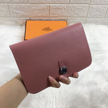 HM DOGON WALLET 20 DUSTY PINK GRAINED CALFSKIN