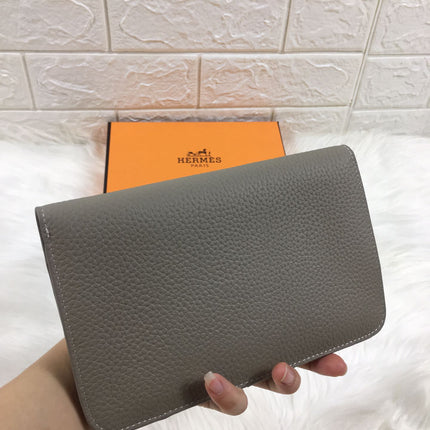HM DOGON WALLET 20 GRAY GRAINED CALFSKIN