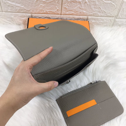 HM DOGON WALLET 20 GRAY GRAINED CALFSKIN