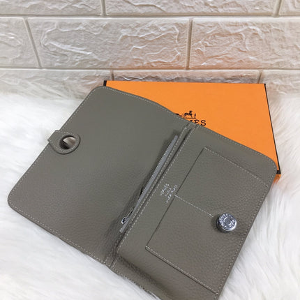 HM DOGON WALLET 20 GRAY GRAINED CALFSKIN