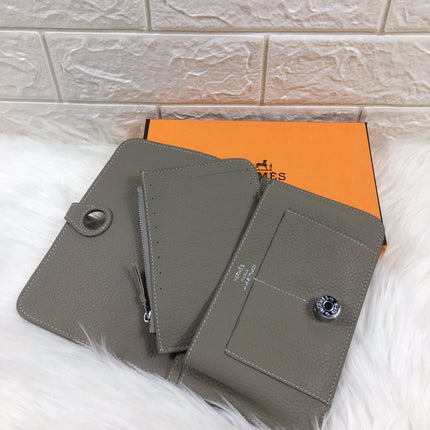 HM DOGON WALLET 20 GRAY GRAINED CALFSKIN