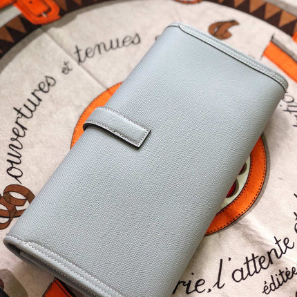 JIGE ELAN 29 CLUTCH IN PALE GRAY CALFSKIN