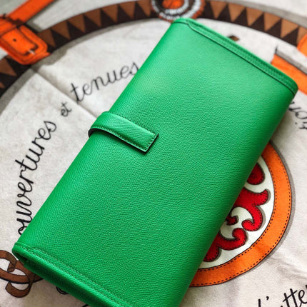 JIGE ELAN 29 CLUTCH IN EMERALD GREEN CALFSKIN