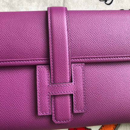 JIGE ELAN 29 CLUTCH IN MAGENTA PURPLE CALFSKIN