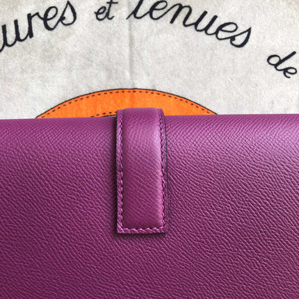 JIGE ELAN 29 CLUTCH IN MAGENTA PURPLE CALFSKIN