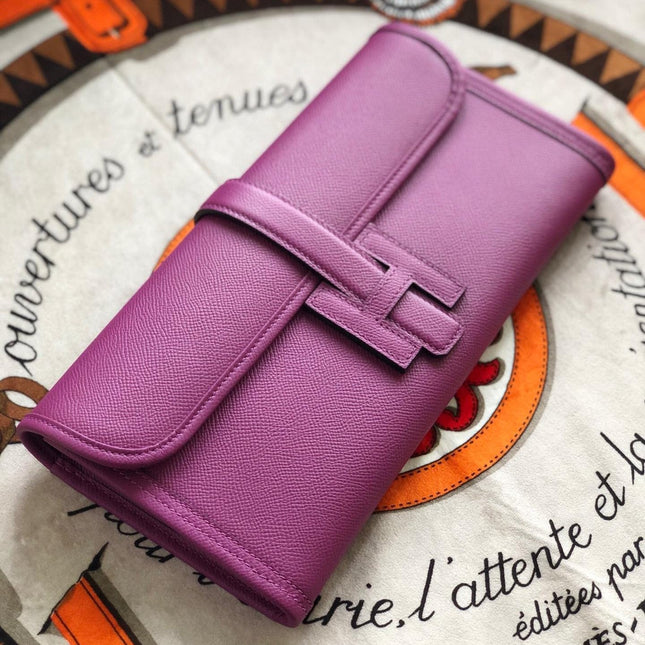 JIGE ELAN 29 CLUTCH IN MAGENTA PURPLE CALFSKIN