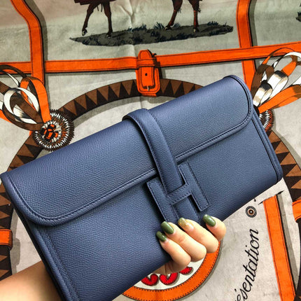JIGE ELAN 29 CLUTCH IN SPACE BLUE CALFSKIN