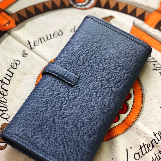 JIGE ELAN 29 CLUTCH IN SPACE BLUE CALFSKIN