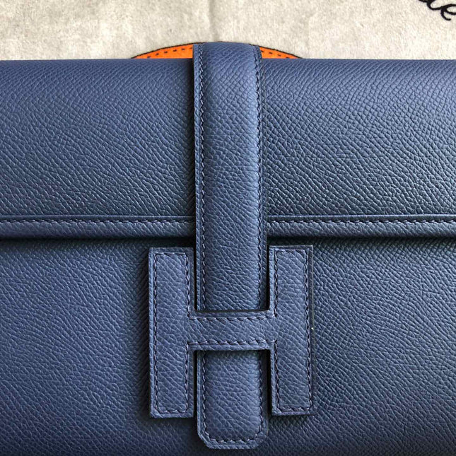 JIGE ELAN 29 CLUTCH IN SPACE BLUE CALFSKIN