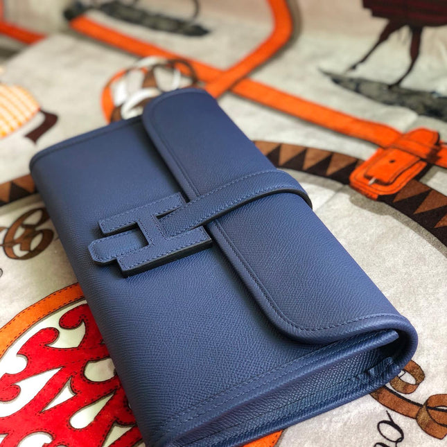 JIGE ELAN 29 CLUTCH IN SPACE BLUE CALFSKIN