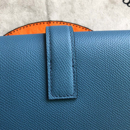 JIGE ELAN 29 CLUTCH IN AZURE BLUE CALFSKIN
