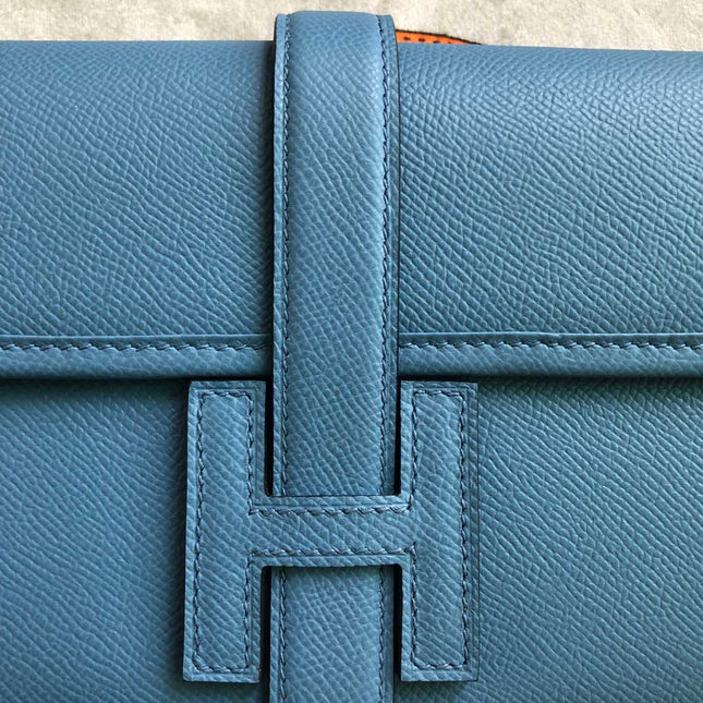 JIGE ELAN 29 CLUTCH IN AZURE BLUE CALFSKIN