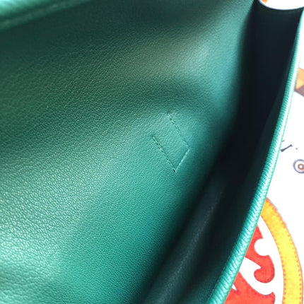 JIGE ELAN 29 CLUTCH IN TEAL GREEN CALFSKIN