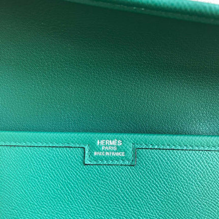 JIGE ELAN 29 CLUTCH IN TEAL GREEN CALFSKIN