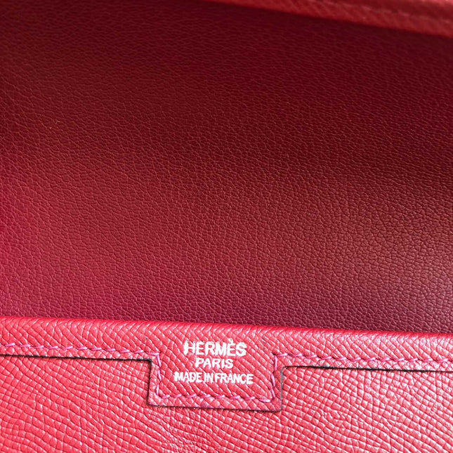 JIGE ELAN 29 CLUTCH IN BERRY RED CALFSKIN